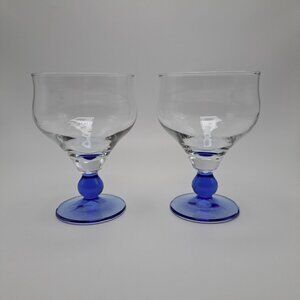 Bormioli Rocco Minorca Footed Dessert Margarita Glasses Set Of 2 Blue Stem